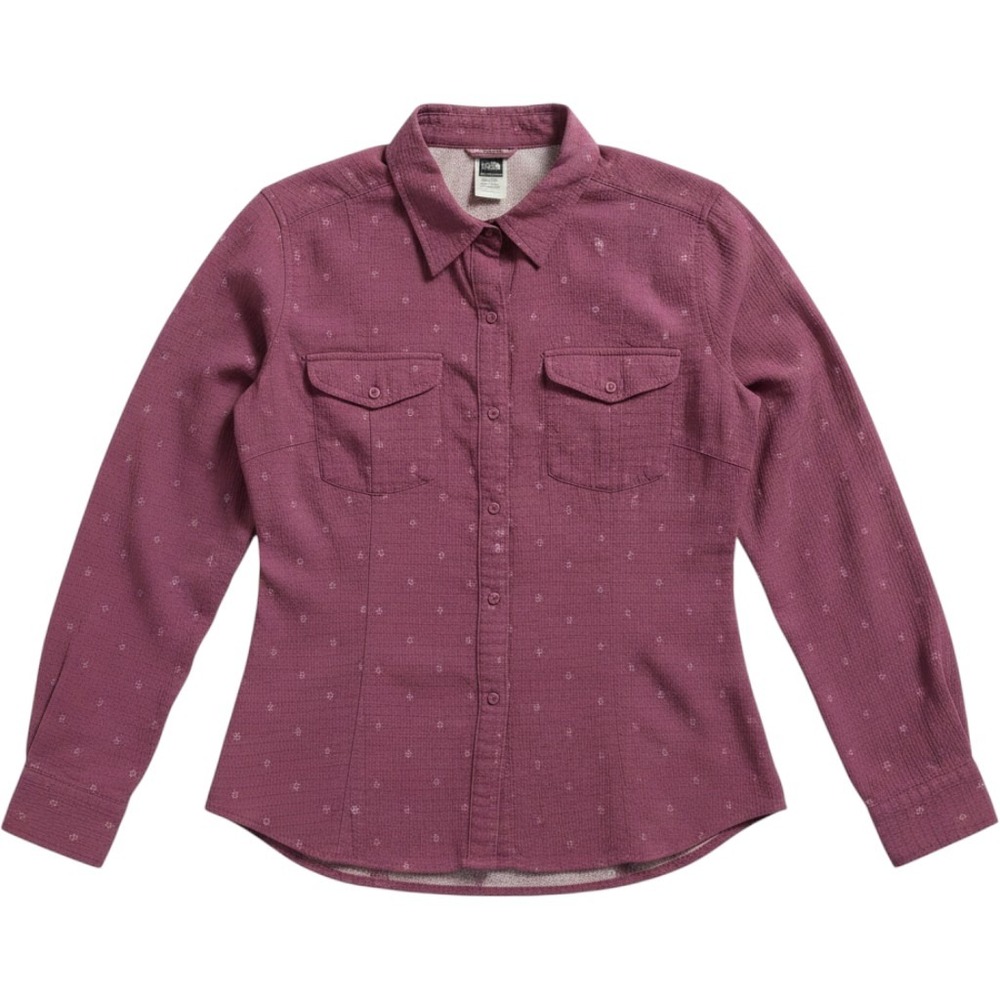 The North Face Womens Pink Long Sleeve Button Down Hiking Shirt Large Microprint - Picture 1 of 3